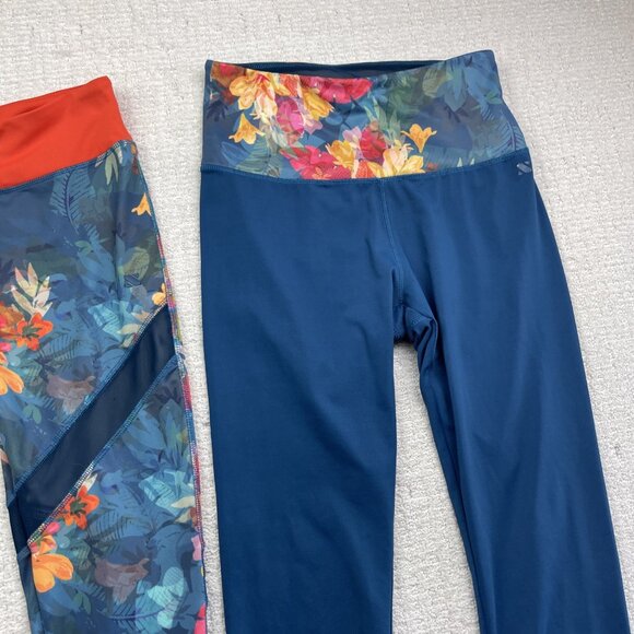 Lot x2 Surin Sport Leggings Athletic Gym / Yoga Floral AOP Tropical Women Sz M - Picture 3 of 16